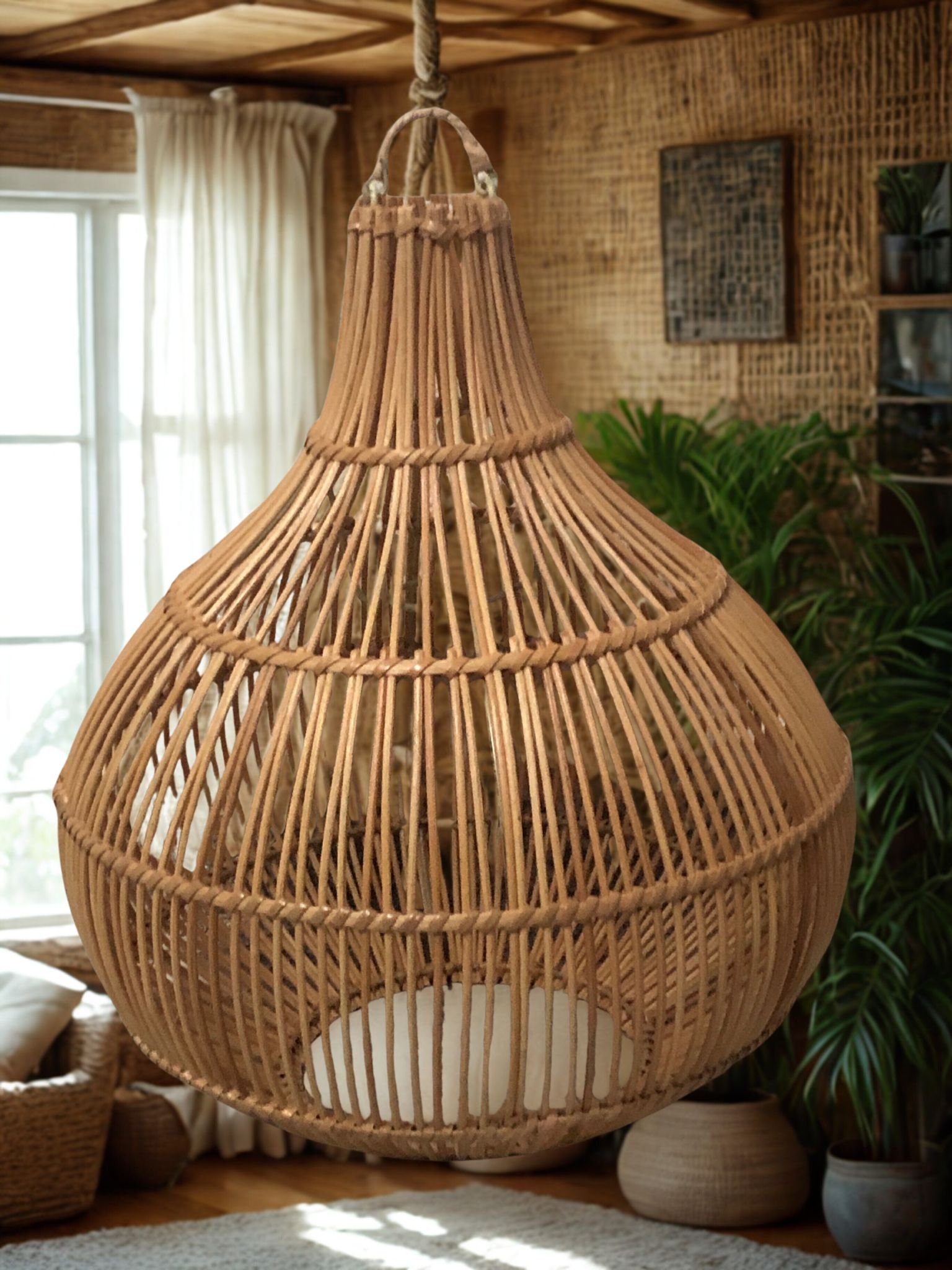 Pantalla De Lámpara De Ratán - Mandala