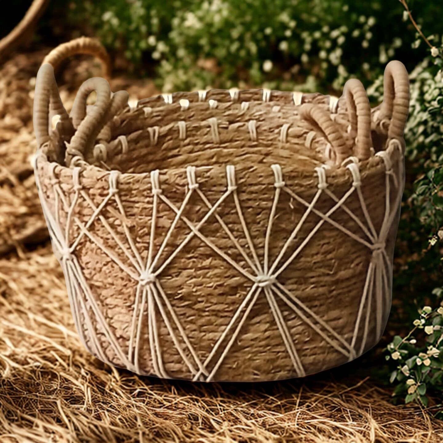 Cestas de fibra natural con asas